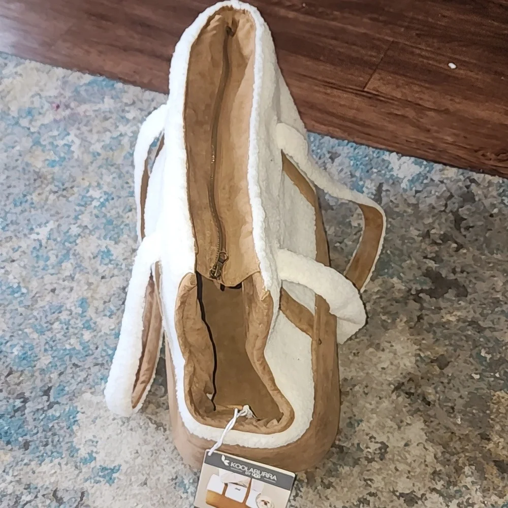 Like New Koolaburra White and Brown Pet Carrier Tote